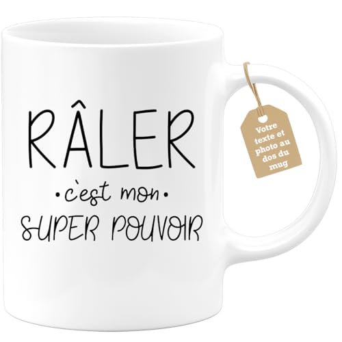 quotedazur Café-Croissant - Mug Personnalisable Texte Photo Humour Râler C'Est Mon Super Pouvoir - Cadeau Noël Original Drôle Tasse Femme Râleuse - Blanc/Céramique