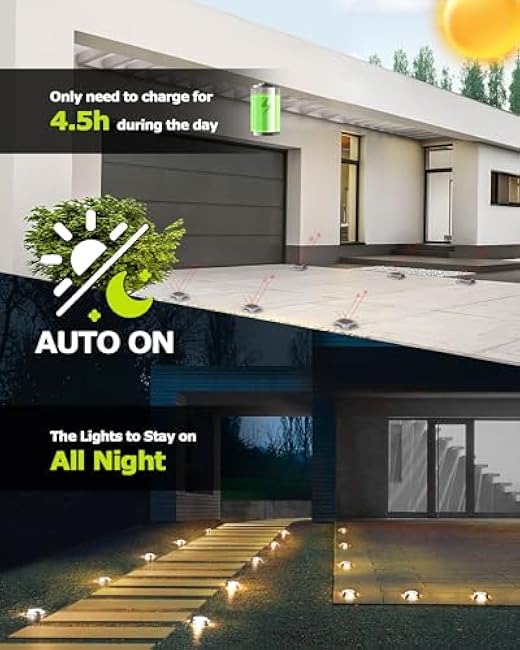 Solar Driveway Deck Lights 12 Pack, 3 Color Modes Solar Dock Driveway Marker Lights Outdoor Waterproof IP68 for Marina, Step, Sidewalk, Pathway, Patio, Garden(Warm White & Cool White & Blue)