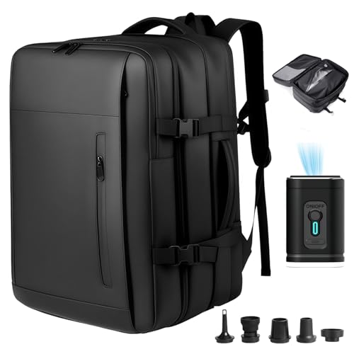 Vacuum Backpack Travel with Pump, Expandable Vacuum Backpack with Air Compression System, Airback Vacpack TSA Lock Water Resistant Carry-On Luggage