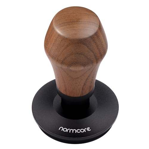Normcore 58.5mm Espresso Coffee Tamper V4 - Spring Loaded Tamper With Titanium PVD Coating Ripple Base -15lb / 25lb / 30lbs Replacement Springs, Genuine American Walnut Handle