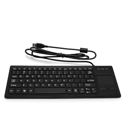 LICAEVEY Industrial Mechanical USB Keyboard with Touchpad - IP68 Water Proof & Dust Proof - Plug and Play Wired Keyboard for PC, Laptop, Industrial Environments