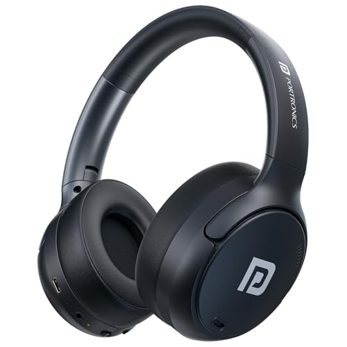 Image of Portronics Muffs M8 ANC Wireless Over Ear Headphones with Upto 50 Hours Playtime, Foldable Design, Powerful Bass, 40mm Dynamic Driver, HD Mic, Low Latency,BT 5.4v, Type C Fast Charging (Black)