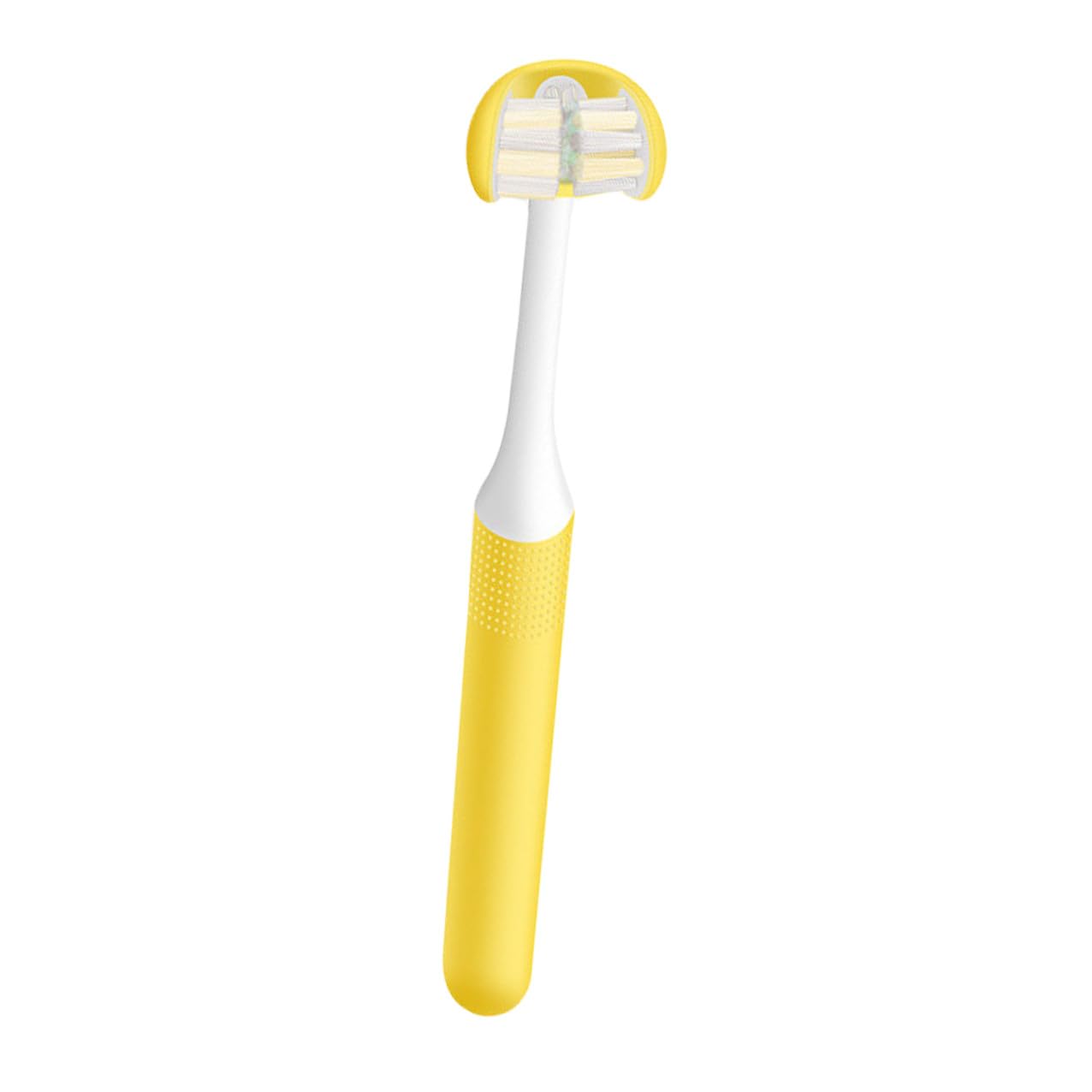 Spazzolino da Denti per Pulizia Orale Profonda 3 Lati Setole Morbide per Adulti in Pp Design Avvolgente e Uso Portatile Quotidiano Giallo