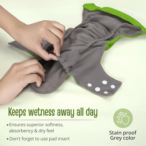 Image of LuvLap Reusable Baby Cloth Diaper, Double Leak Guard, High Absorption, Quick dry, Stain-Proof Comfort & Protection, 3m+, adjustable waist & height with snap buttons, Absorbent insert, blue panda