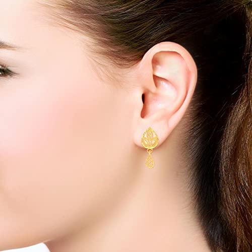 Malabar Gold & Diamonds 22k Yellow Gold Earrings for Women, Girls | 22 kt (916) BIS Hallmark Gold Dangle, Drop Earrings for Birthday, Anniversary & Rakshabandhan Gift - Image 2