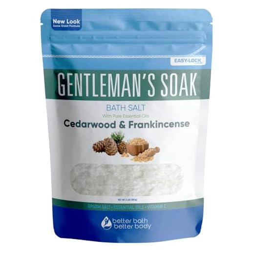 Gentleman's Bath Salt 32 Ounces Epsom Salt with Natural Cedarwood, Frankincense, Eucalyptus and Peppermint Essential Oils Plus Vitamin C in BPA Free Pouch with Easy Press-Lock Seal