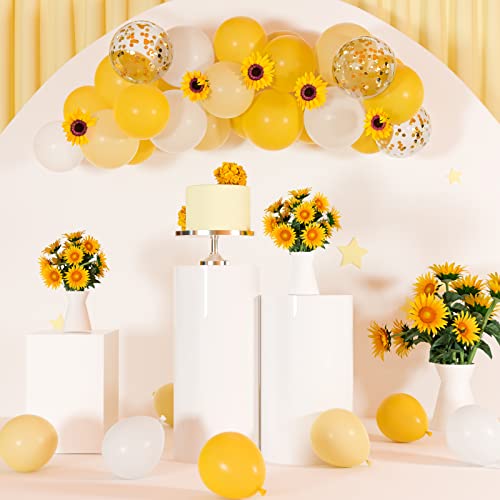 Image of TUPARKA 12 inches Yellow White Gold Confetti Balloons 60 Pack Pastel Yellow White Party Balloon for Sunflower Honeybee Theme Birthday Baby Shower Party Supplies