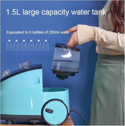 Image of Standing Garment Steamer, 2000W Vertical Clothes Steam Iron Standing Garment Steamer With Height Adjustable Steamer And Built-in Ironing Board, Large Water Tank- Blue Color