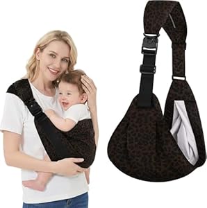 AYESY babydrager, draagzak, ergonomische draagdoek, comfortabel en lichtgewicht, geschikt voor pasgeborenen, maximaal draagvermogen 20 kg,luipaardprint