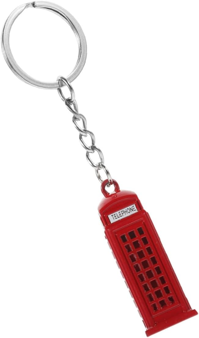 Zinc Alloy Telephone Booth Keychain Ornament for Bags and Keys