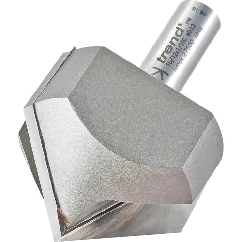 Image of Trend Professional Chamfer V Groove Cutter, 45-Degree, 1/2 Inch Shank, 51mm Cut Diameter & 25mm Cut Length, Tungsten Carbide Tipped, 10/12X1/2TC
