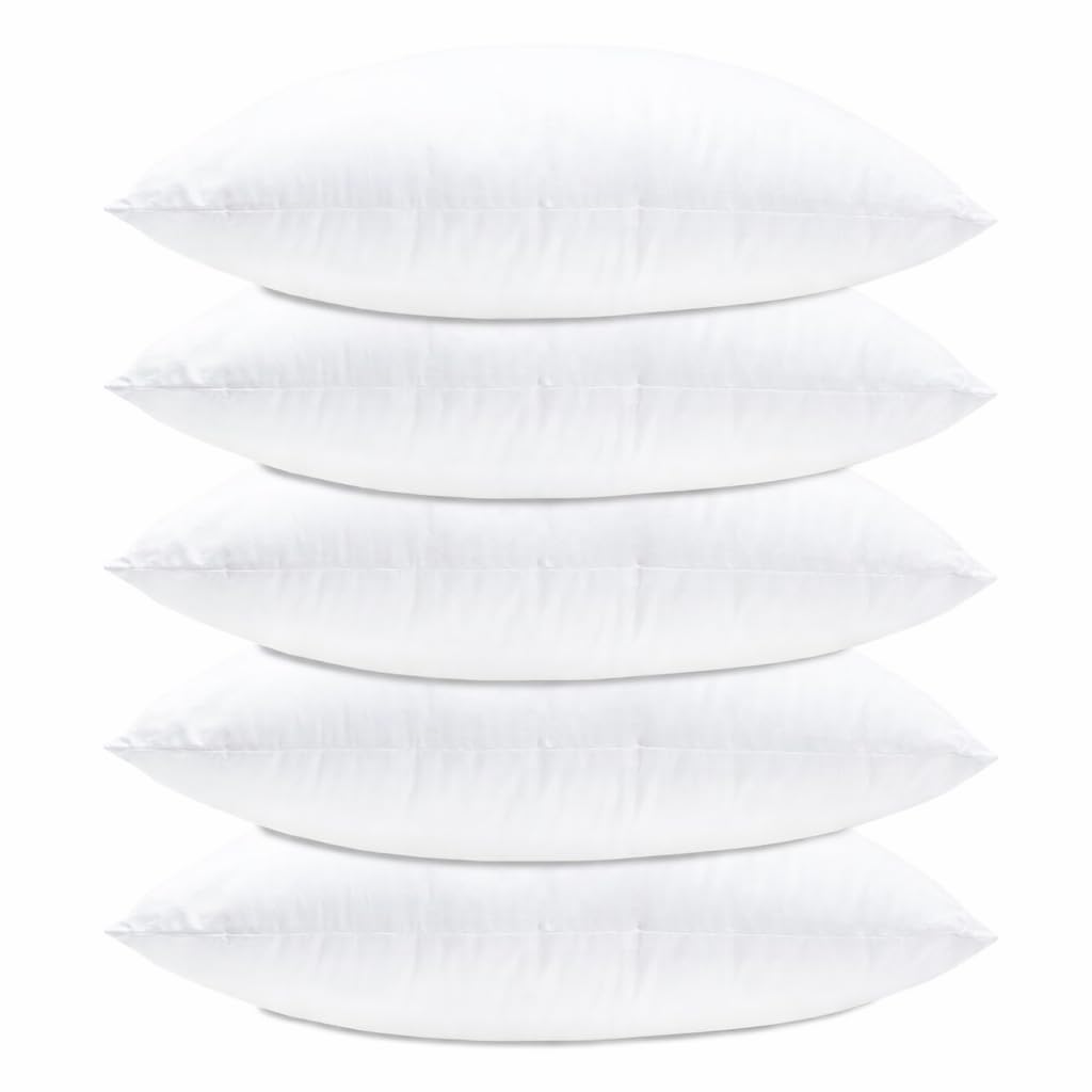 NOOHSAY Cushion Inserts 15 x 15 Inch (38 x 38 CM) Set of 5 Square Cushion Pads with Microfibre Cover and Hollow Fibre Filling for Sofa Cushions, White