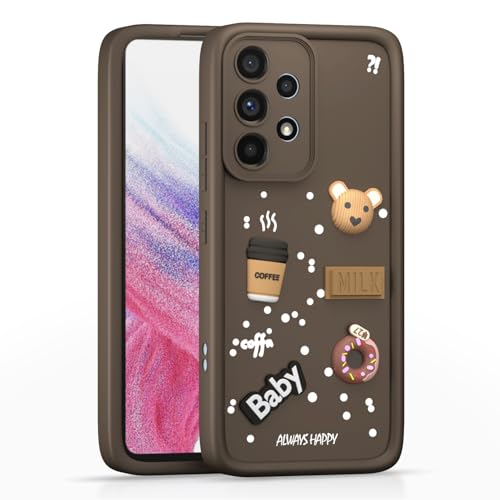 Image of Amazon Basic Back Cover for Samsung Galaxy A53 5G | Cute Fun Cartoon 3D Bear Silicone Full Body Protection Bumper Cover (Brown)