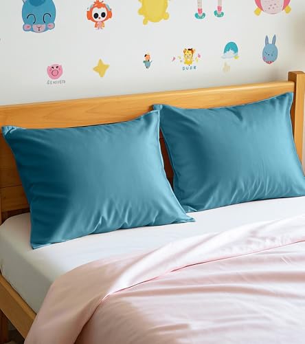 Image of Deep Dream Toddler Pillowcases for 13x18 Pillow 2 Pack, 100% Cotton Travel Pillow Case Cover, 600 Thread Count Cotton Pillow Covers, Soft & Breathable Small Pillow Cases Envelope Closure, Dark Teal
