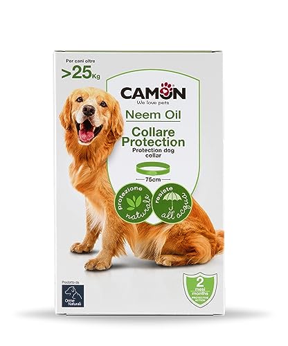 CAMON | Collare Protettivo per Cani con Olio di Neem e Geraniolo, Lunghezza 75cm, Resistente all'Acqua