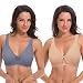 Curve Muse aux Femmes Non doublé Armature Dentelle Soutien-Gorge avec Rembourré Épaule Les Bretelles - Paquet de 2-Chair, Bleu Poussiéreux-95D