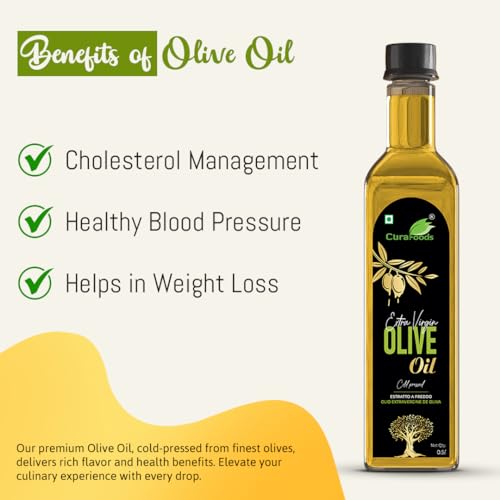Image of CURA EXTRA VIRGIN OLIVE OIL 500ml I Free Olive vinegar 200ml I Prepared from Italian Olives I Recommended for Roasting, Frying, Baking,drizzling on salads I Cold pressed I Imported from Spain