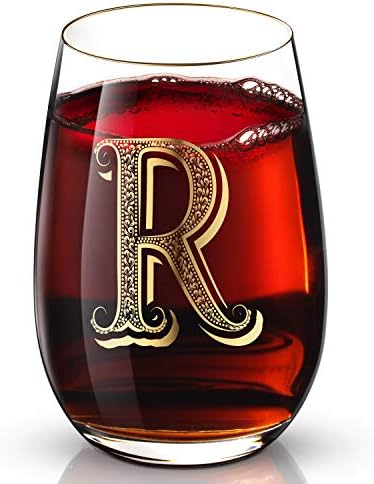 R Customized 24K Gold Hand Crafted Luxury Drinking and Wine Glass for Wedding,Anniversary,Birthday and any Noteworthy Occasions,Products Also Come With Your Choices of Special Meaningful Initials