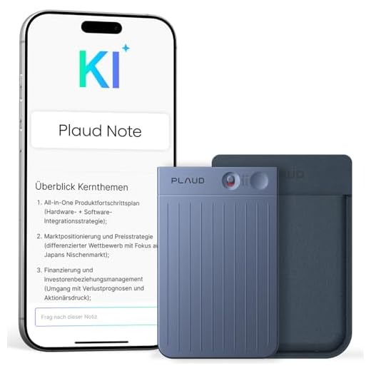 Plaud Note KI Digitales Diktiergerät mit Hülle - 64 GB Aufnahmegerät mit KI-Technologie zum Transkribieren und Zusammenfassen, One-Touch-Aufnahme, Rauschunterdrückung, Unterstützt 112 Sprachen