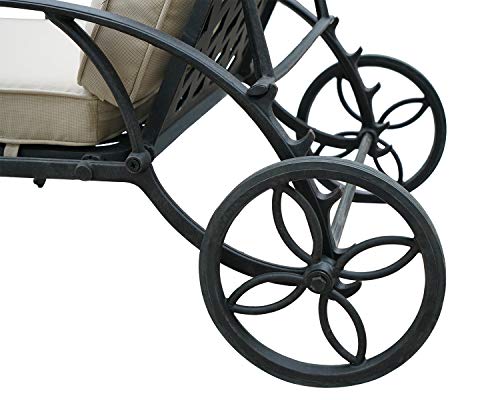 HOMEFUN Chaise Lounge Outdoor Chair with Beige Cushions, Aluminum Pool Side Sun Lounges with Wheels Adjustable Reclining, Patio Furniture Set, Pack of 2(Antique Bronze) - Thumbnail 5