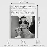 URYVAIW Obraz "Better Late Than Brzydki", czarno-biały nadruk gazety w Nowym Jorku, 20 × 30 cm bez ramy dekoracja ścienna salon