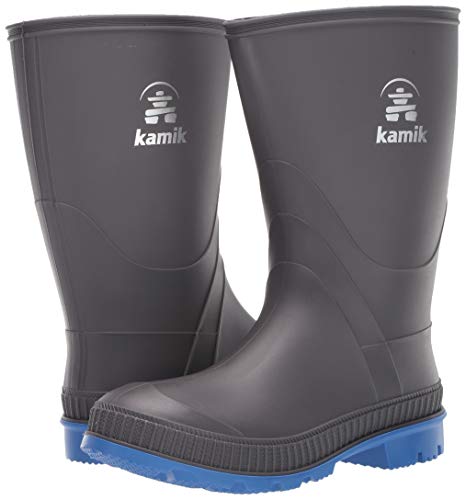 Kamik Unisex Stomp Rain Boot, Charcoal/Blue, 3 M Us Little Kid #TOP7