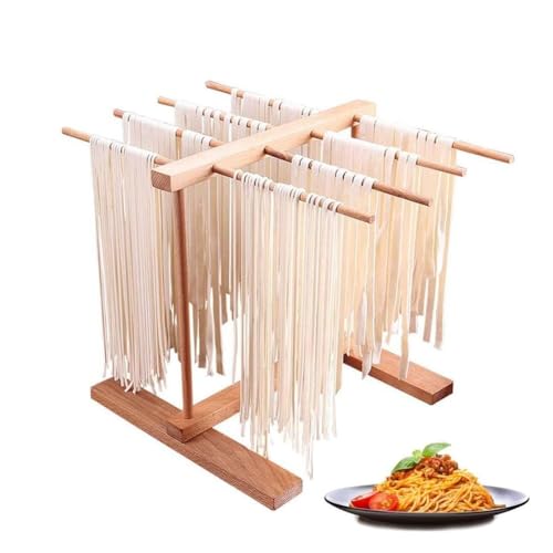 zklaseot Sechoir a Pates Fraiches, Séchoir À Pâtes Support À Pâtes en Bois, Hêtre Naturel Bois Pliant Séchoir À Spaghettis Support Suspendu for Pâtes Nouilles Cuisine Ménage