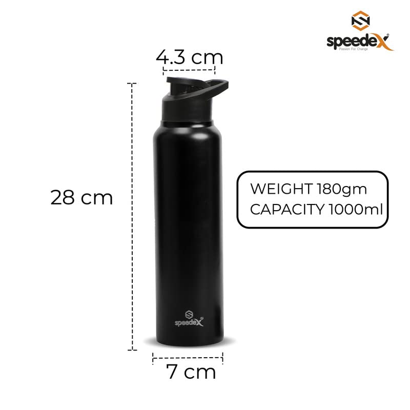 Speedex-Stainless-Steel-1-LITRE-Water-Bottle-for-fridge-SchoolGymHomeofficeBoys-Girls-Kids-Leak-Proof-BLACK-COLOUR-SIPPER-CAP-SET-OF-1-1000-ML