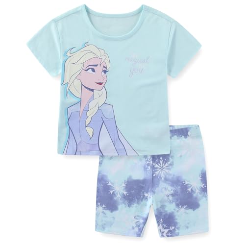 Disney Frozen Girls Short Sleeve T-Shirt and Bike Shorts Set for Toddler to Big Kids