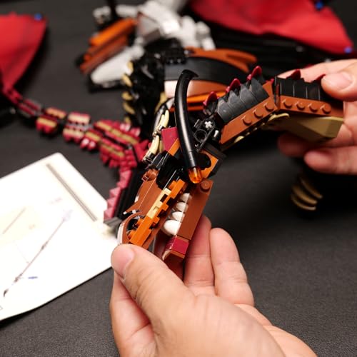 Image of QFJ Ideas fire Dragon Building Set,Compatible with Mainstream Brands Adults Collectible MOC Dragon Model STEM Toy for Fans Home Decor,Creative Gift for Kids Boys & Girls 8-16 (1018 PCS)