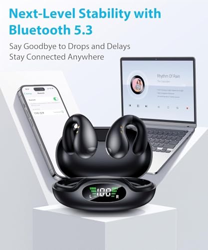 Boytond Ultra Open Ear Earbuds - Ergonomic Clip-On Earbuds, Small Bone Conduction Over-The-Ear Headphones with Waterproof Design, Perfect Running Headphones for Sports and Fitness, Onyx Black - image 7