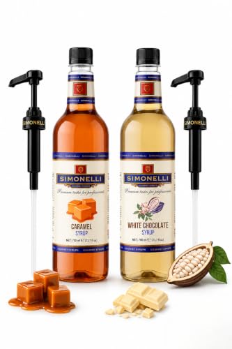Kahve ve Kokteyl Şurubu Karamel Aromalı + Beyaz Çikolata Aromalı 70 Cl + 2 Adet Pompa