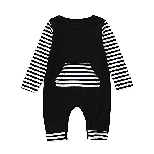 MAYOGO Invierno Niño Bebé Bodis Sudadera Raya Mameluco Manga Largo Mono Ropa Bebé Moderna Jumpsuit Hooded Body para Bebé Niño Deportiva Disfraz 0 a 6 Meses,0-2 Años