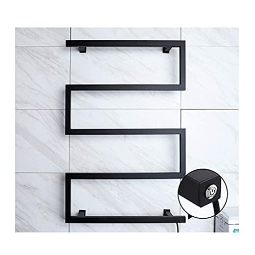 Toallero eléctrico calefactable de Pared, toallero de Acero Inoxidable 304, radiador para baño, Color Negro.