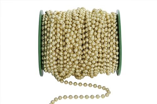 KAOYOO 100 Feet Artificial Pearls String Beads Chain Pearl Strands Spool Pearl for Garland Wedding Party Decoration and Christmas Tree Decoration(5MM Gold)