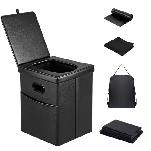 Panmout 16.5 XL Portable Toilet for Camping Foldable Travel Toilet for Adults with Cushioned Seat Heavy Duty 190lbs Capacity Commode for Car Road Trip Outdoor Emergency & Bedside Support