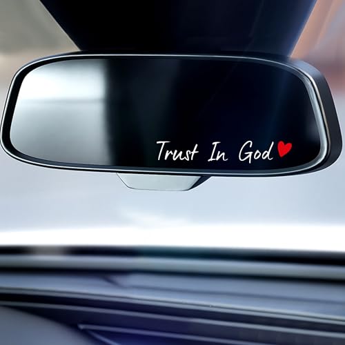 Image of 4pcs Waterproof White Trust in God Rearview Mirror Sticker Car Decals | Trust in God Rear View Mirror Accessories Auto Stickers And Decals Suitable for Most Cars, Trucks, Motorcycles, SUVs, Cups