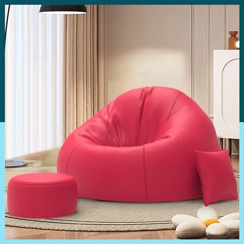 Image of Biggie Bean Bag with Beans Filled 6XL Bean Bag Sofa with Free Cushion and Footrest - Official : SereneSack Combo (Matching Color : Regular, Pink)