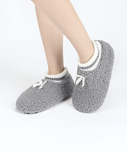 Image of DICUIRD Womens Fleece Slipper Socks Non-Slip Grippers Indoor Slippers