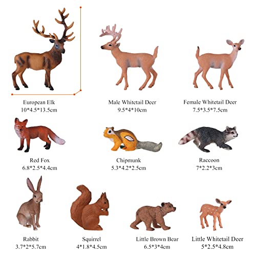 JOKFEICE Woodland Animals Figurines 10pcs Plastic Animal Figures Action Model Science Project, Learning Educational Toys, Birthday Gift, Cake Topper, for Kids - Image 2