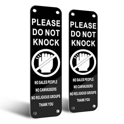TAKULA Do Not Knock Sign for Front Door,16 * 4.5CM Please Knock Do Not Disturb Sign,No Canvassers,No Sales People,Suitable for Indoor and Outdoor Gates|2 Pieces