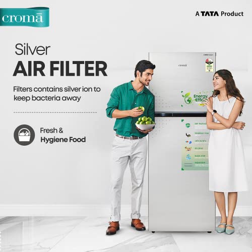 Image of CROMA 279L 2 Star Inverter Frost Free Double Door Refrigerator (CRLR280FFC259602, Shiny Silver) 2022 Model