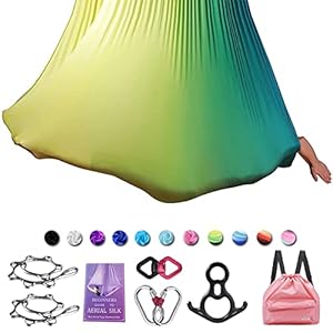 SAIVEN 10m Aerial Silks Equipment – Premium Yoga Swing Set, Aerial Yoga Hammock kit, Yoga Starter Kit, Aerial Dance…