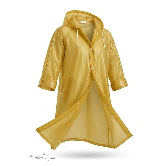 Yellow Hooded Raincoat for Adults, Waterproof Long Rain Poncho-image-11