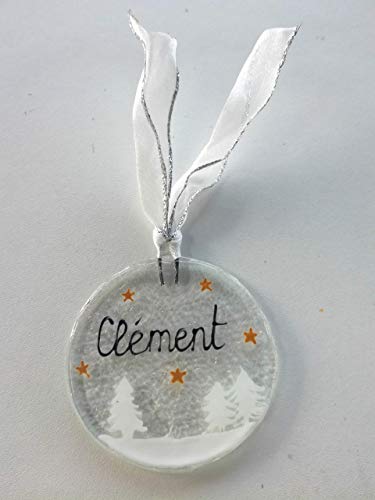 Deverreetdecouleurs - Boule de Noël - décoration - paysage - Prénom - petit coeur- verre fusionné - à personnaliser - souvenir - personnalisable