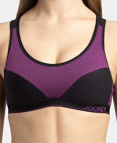 Image of Jockey 1378 Active Bra | Wirefree | Padded | Full Coverage | Racer Back | Super Combed Cotton Elastane Fabric