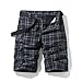 Men's Plaid Cargo Shorts Button Cool Multi-Pocket Straight Fast Dry Expandable Casual Fashion Outdoor Shorts (Dark Grey,28)