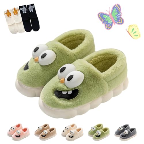 Tongue Slippers Couples, Winter Pluffy 3D Big Eye Dog Slip-On, Non-Slip, EVA Couple Shoes Tongue-out, Kissing Slippers Tongue for Women Men
