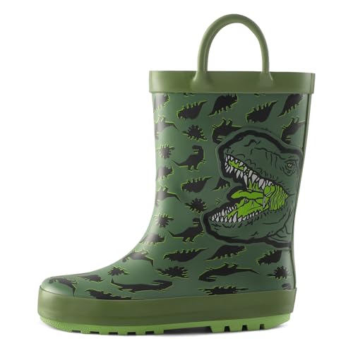 Image of mysoft Kids Rain Boots for Girls Boys Toddler Waterproof Rubber Cute Printed with Easy-On Handles
