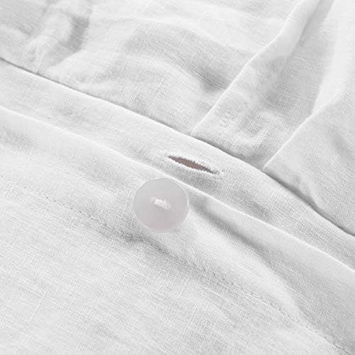 meadow park 100% Stone Washed French Linen Duvet Cover Set 3 Pieces - Super Soft, King Size 104 inches x 92 inches, Shams 20 inches x 36 inches, Ruffled Style - Button Closure - Corner Ties, White - Image 7
